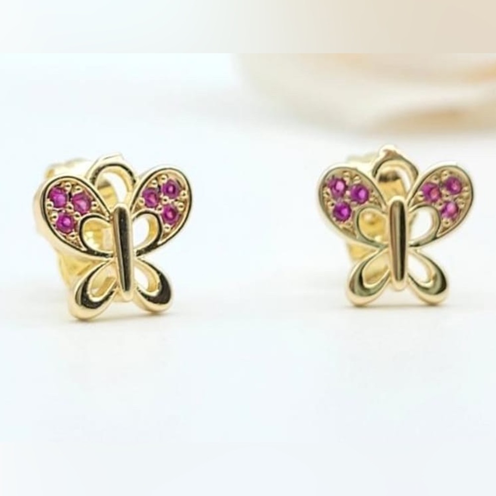 Pink butterfly stud earrings!